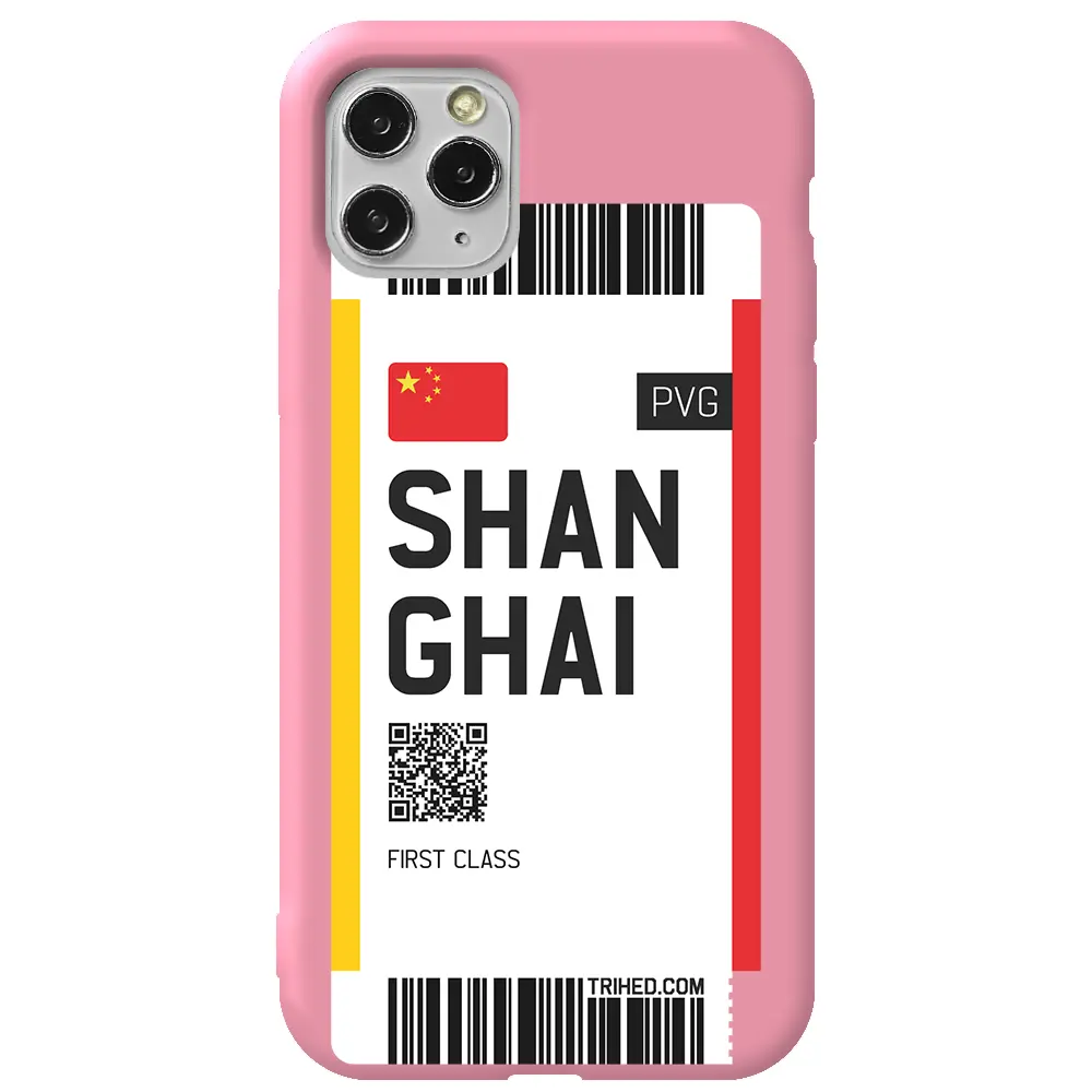 Apple iPhone 11 Pro Pembe Renkli Silikon Telefon Kılıfı - Shanghai Bileti