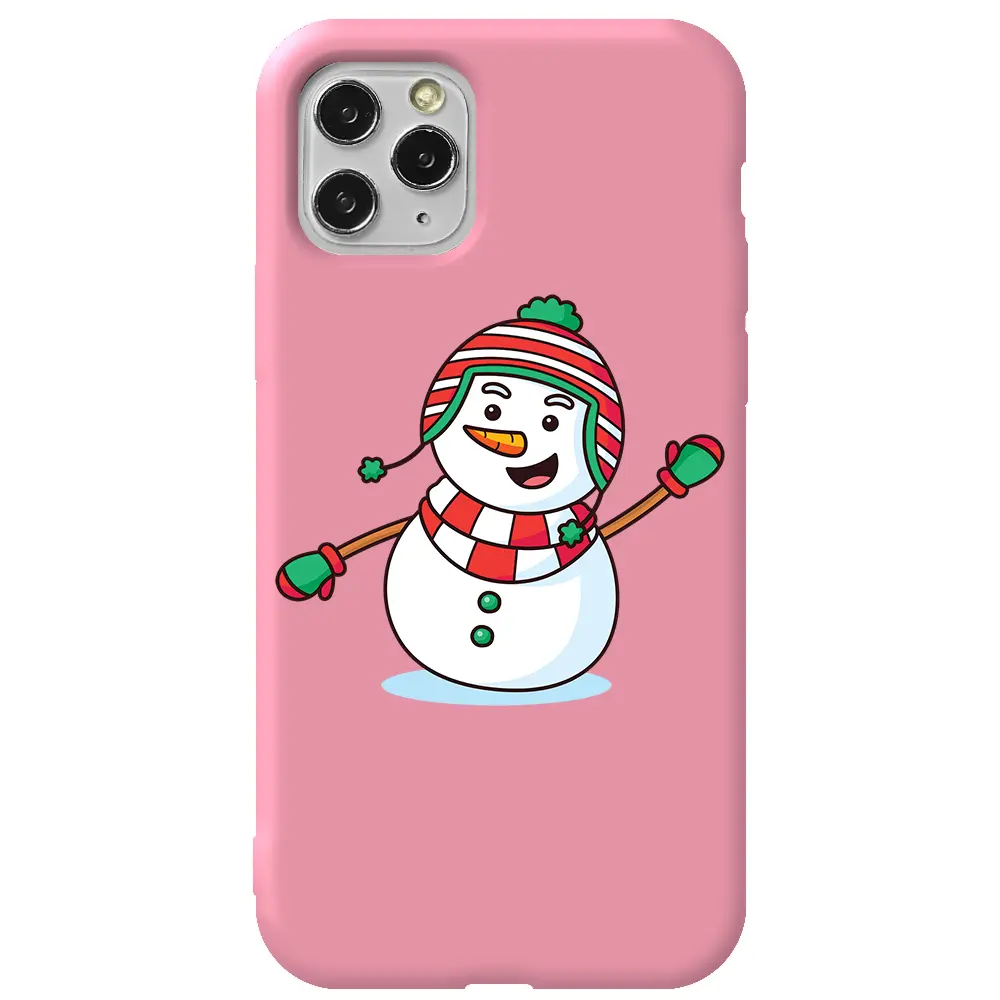 Apple iPhone 11 Pro Pembe Renkli Silikon Telefon Kılıfı - Snowman 2