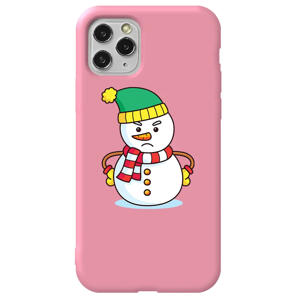 Apple iPhone 11 Pro Pembe Renkli Silikon Telefon Kılıfı - Snowman 3