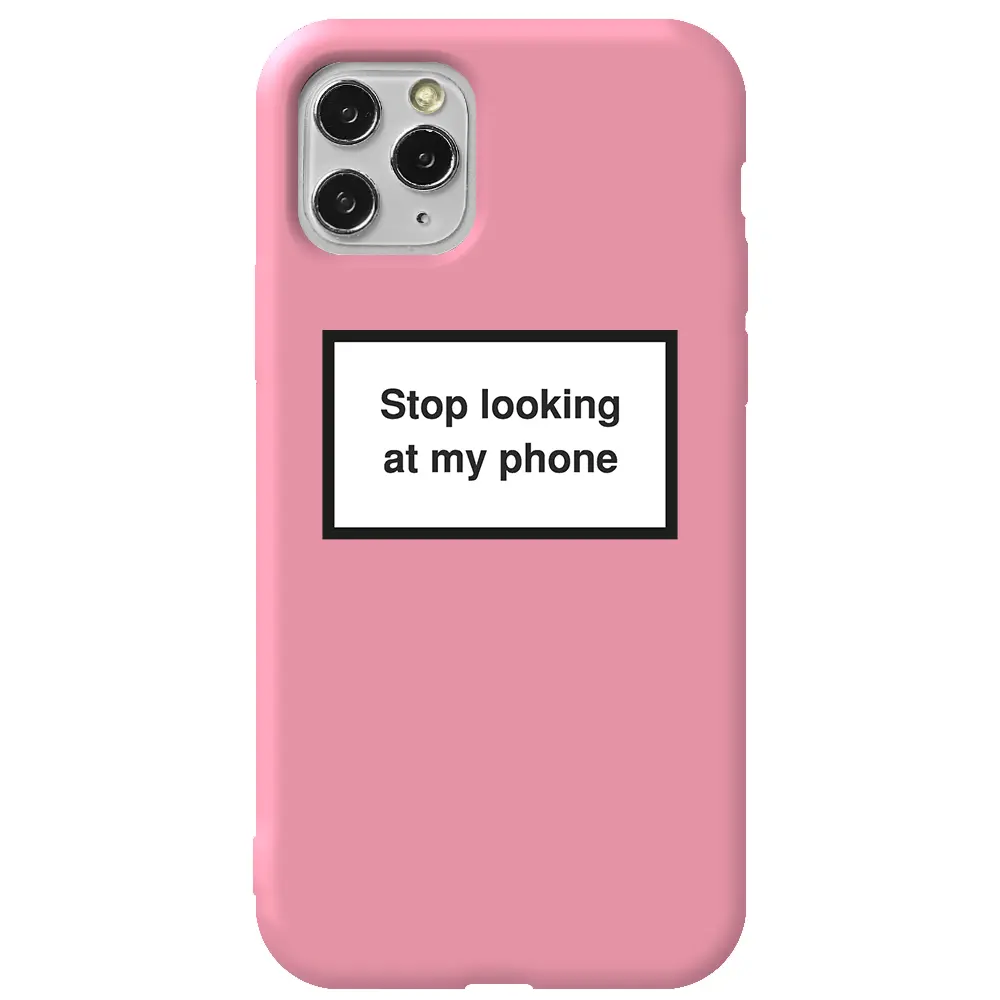 Apple iPhone 11 Pro Pembe Renkli Silikon Telefon Kılıfı - Stop Looking 2