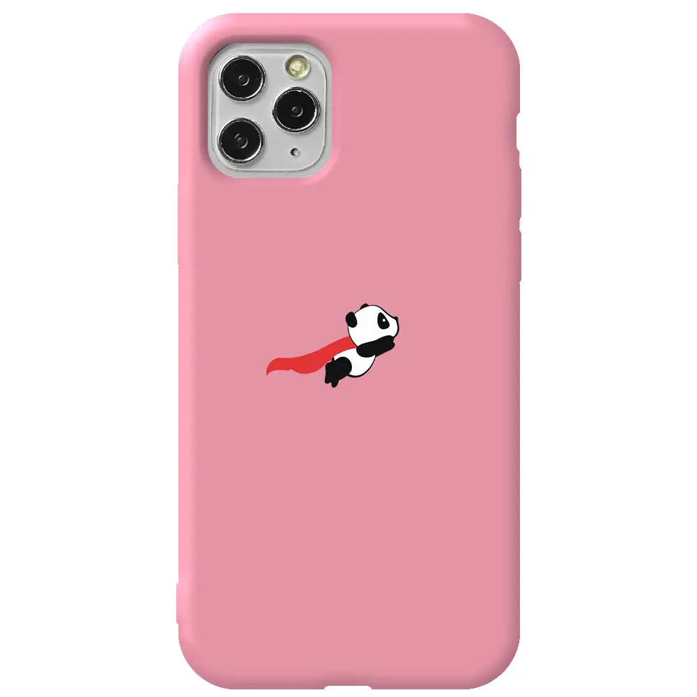 Apple iPhone 11 Pro Pembe Renkli Silikon Telefon Kılıfı - Uçan Panda