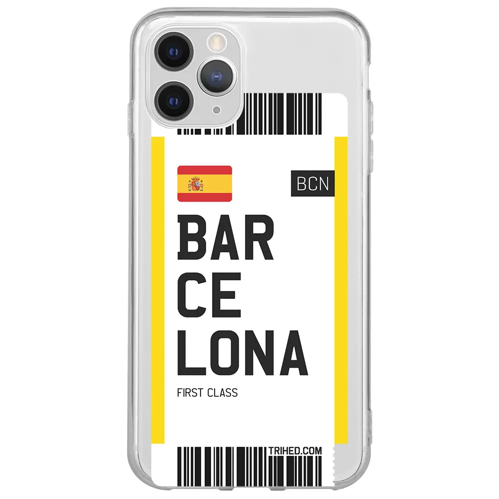 Apple iPhone 11 Pro Şeffaf Telefon Kılıfı - Barcelona Bileti
