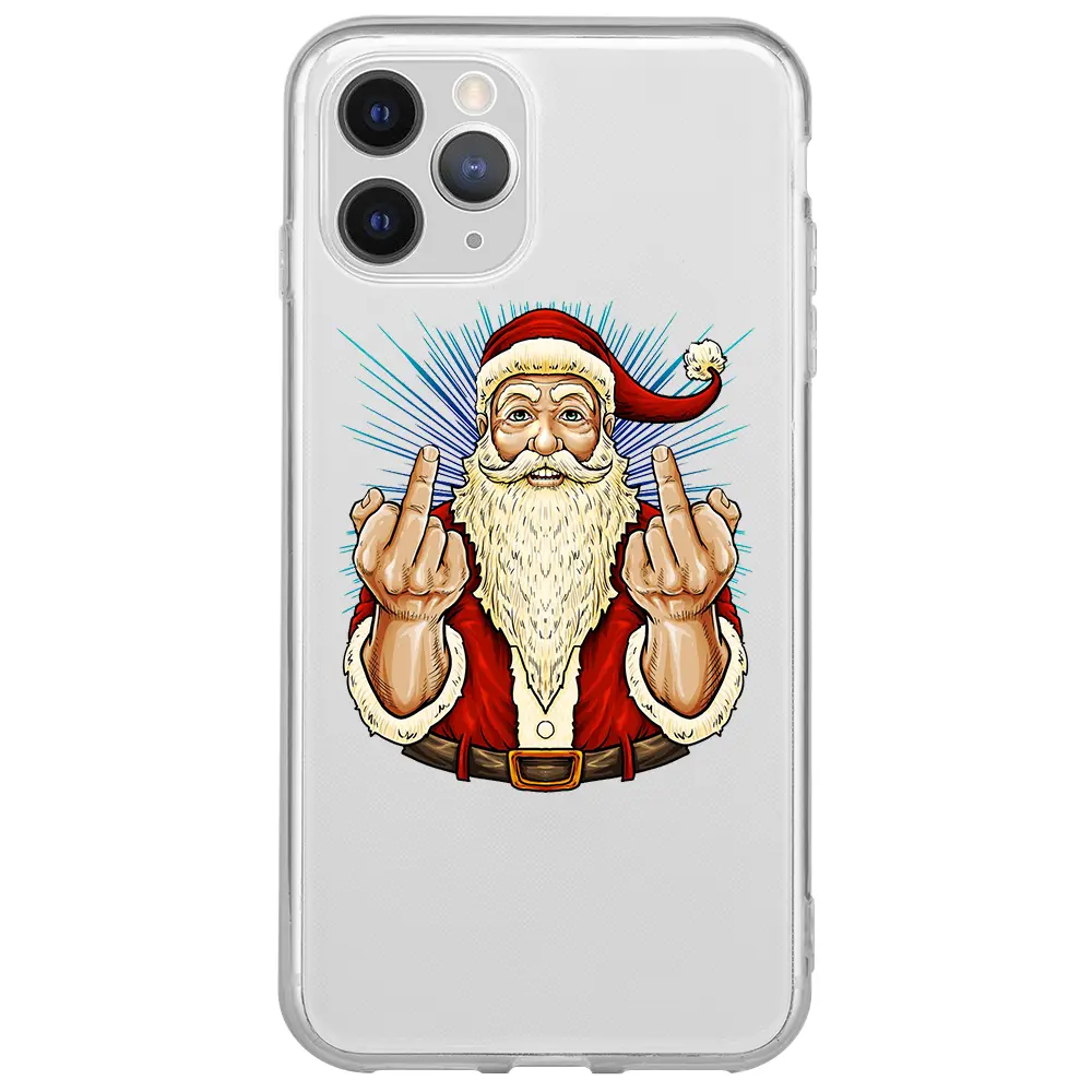 Apple iPhone 11 Pro Şeffaf Telefon Kılıfı - Naughty Santa