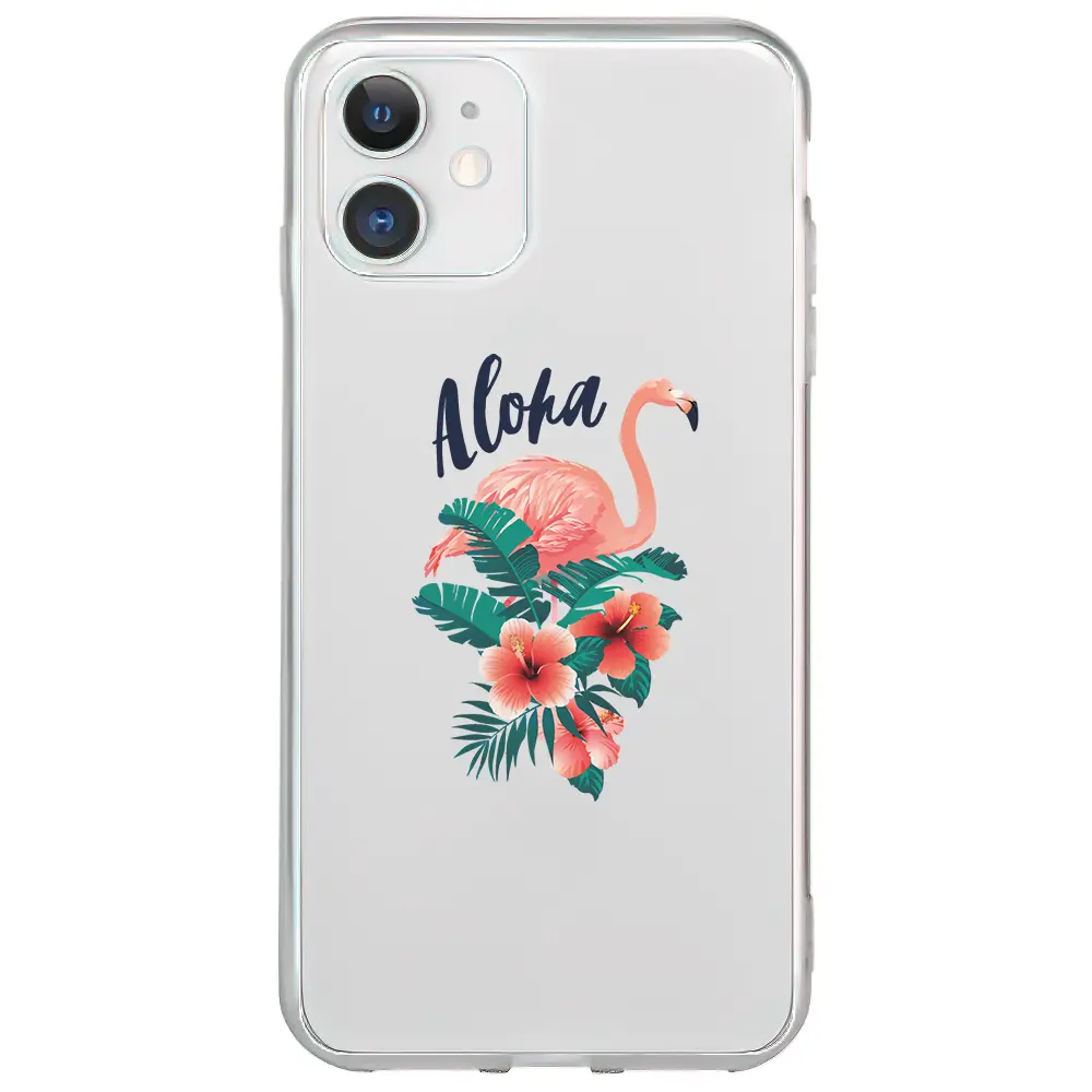 Apple iPhone 11 Şeffaf Telefon Kılıfı - Aloha Flamingo