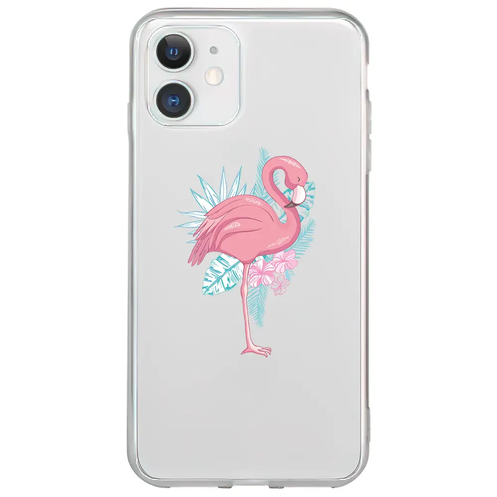 Apple iPhone 11 Şeffaf Telefon Kılıfı - Alone Flamingo