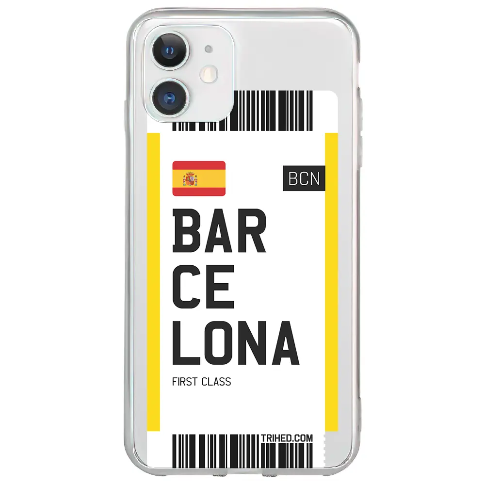 Apple iPhone 11 Şeffaf Telefon Kılıfı - Barcelona Bileti