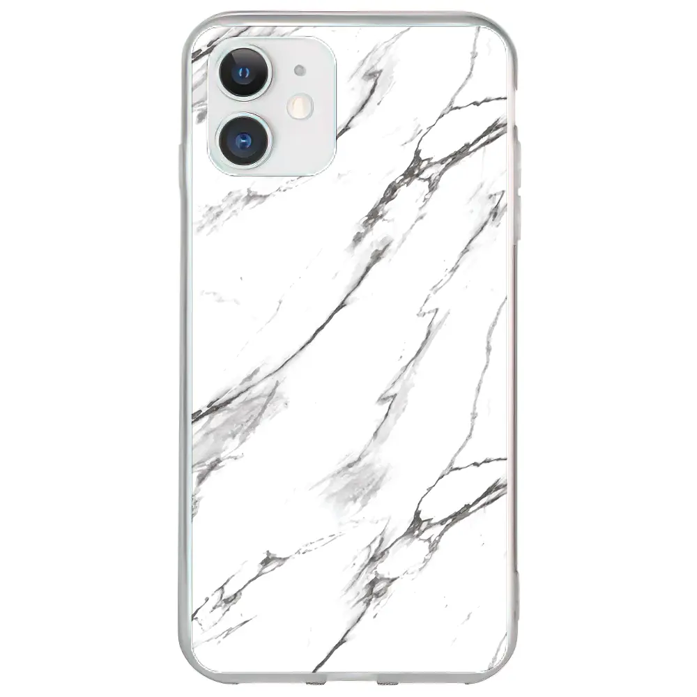 Apple iPhone 11 Şeffaf Telefon Kılıfı - Beyaz Mermer 2