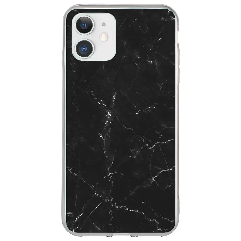 Apple iPhone 11 Şeffaf Telefon Kılıfı - Black Marble