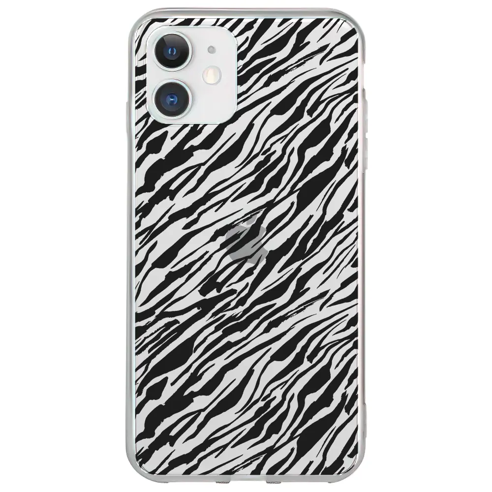 Apple iPhone 11 Şeffaf Telefon Kılıfı - Capraz Zebra Siyah