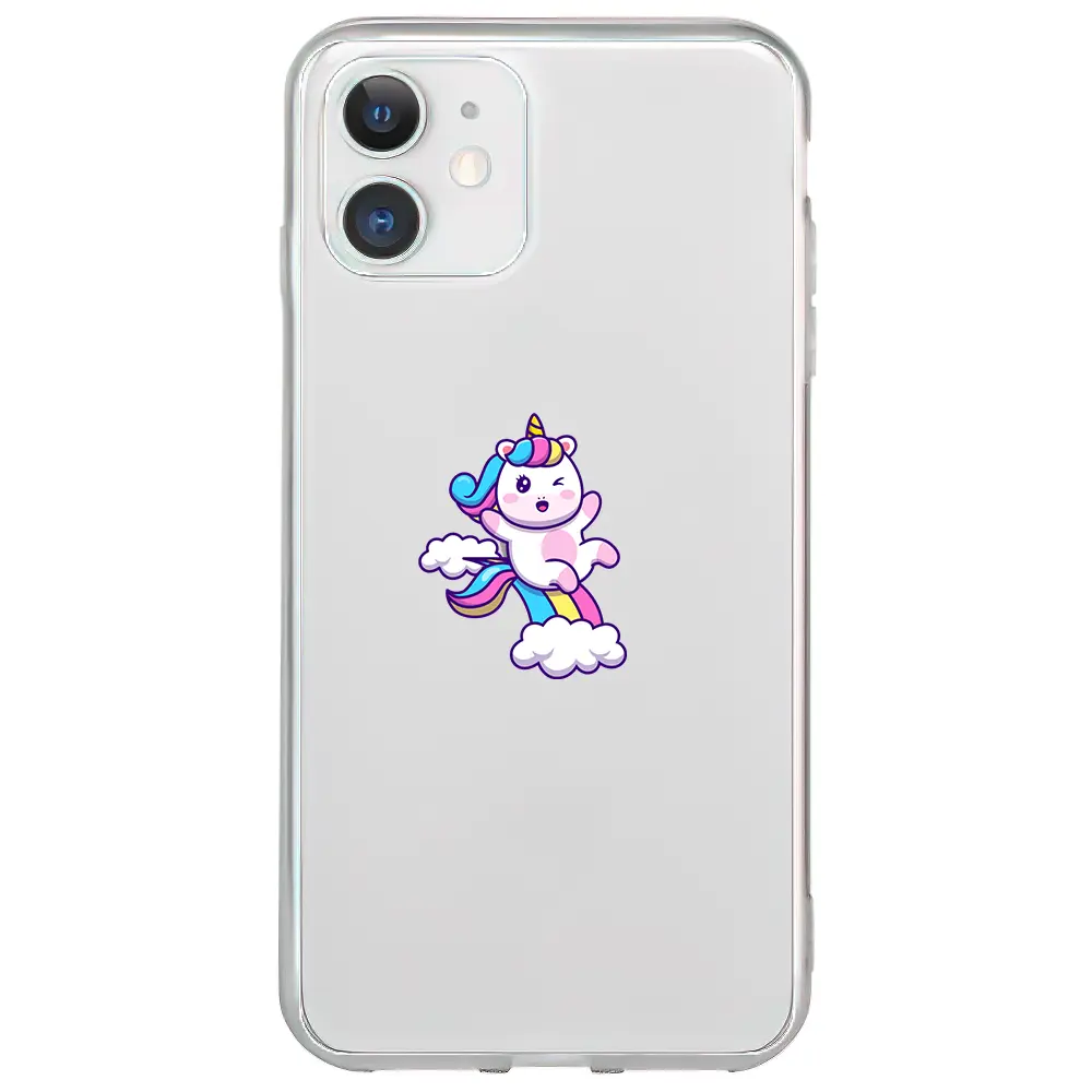 Apple iPhone 11 Şeffaf Telefon Kılıfı - Colorful Unicorn