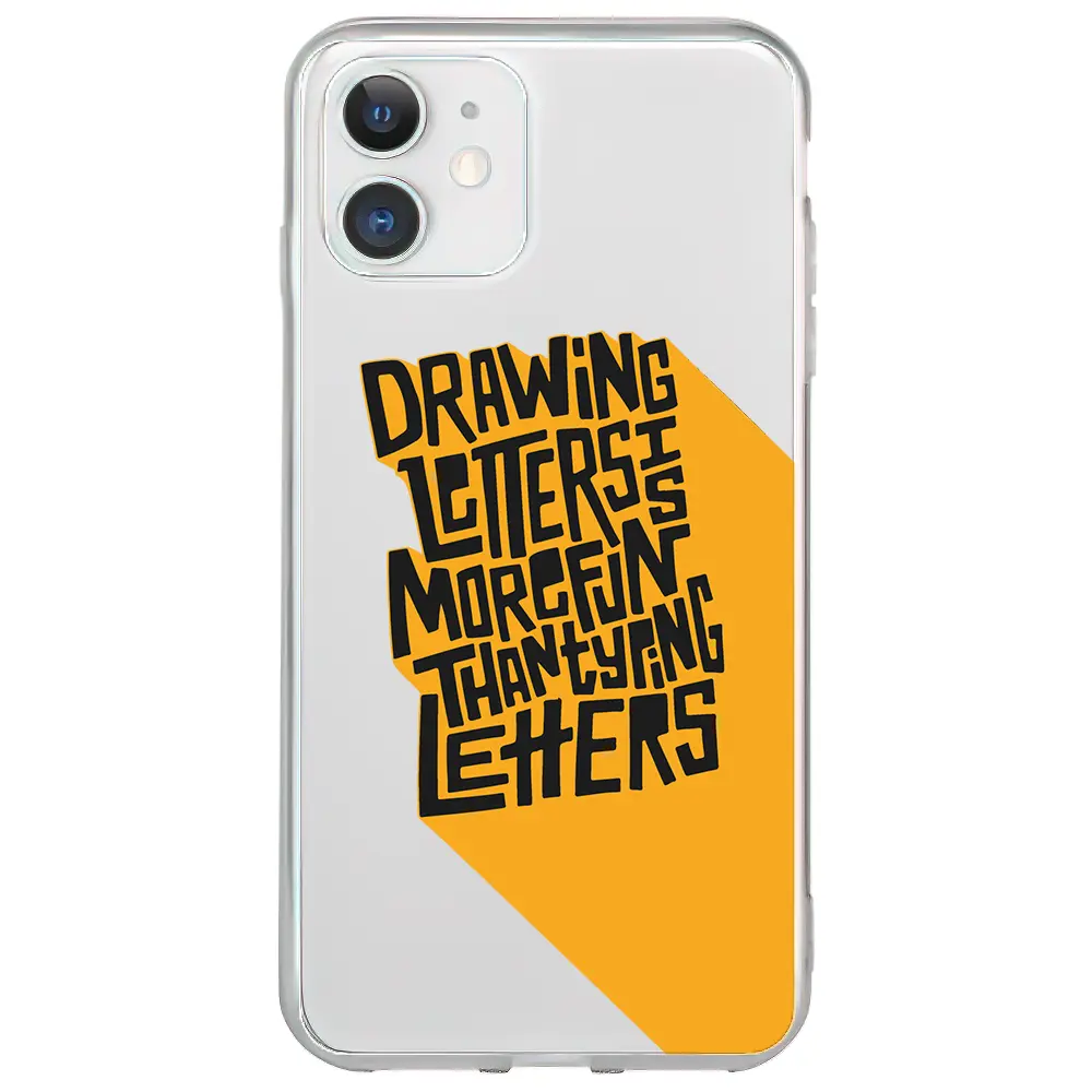 Apple iPhone 11 Şeffaf Telefon Kılıfı - Drawing Letters