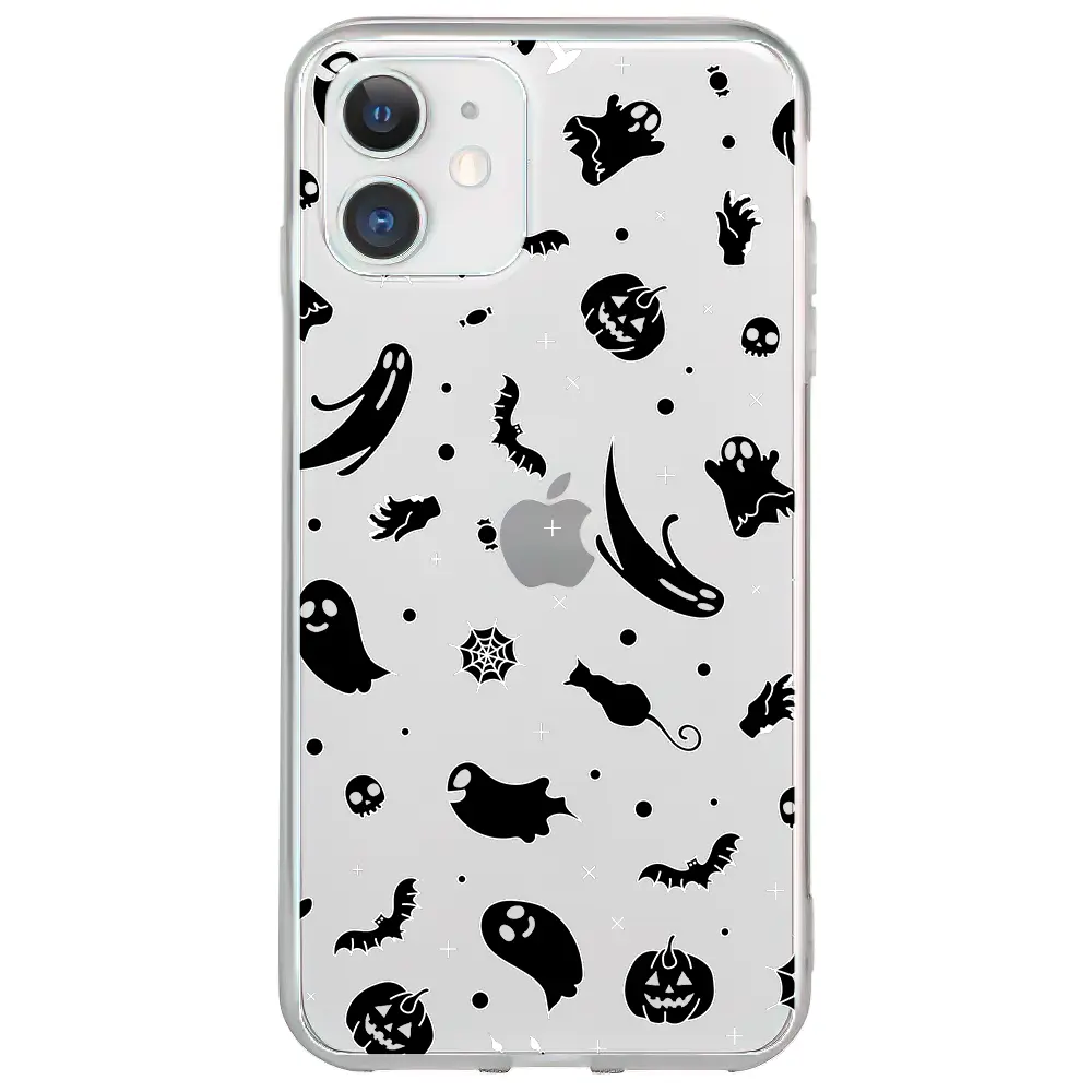 Apple iPhone 11 Şeffaf Telefon Kılıfı - Halloween Black