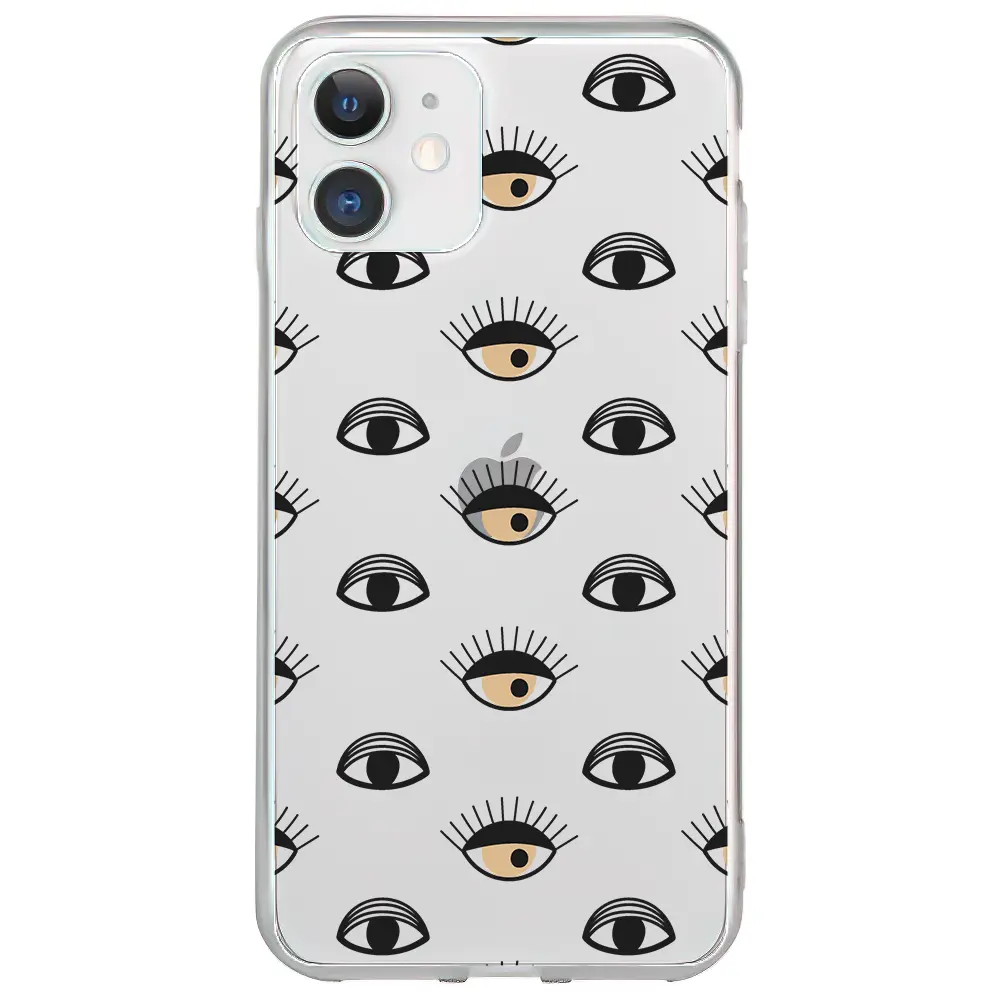 Apple iPhone 11 Şeffaf Telefon Kılıfı - Krema Göz