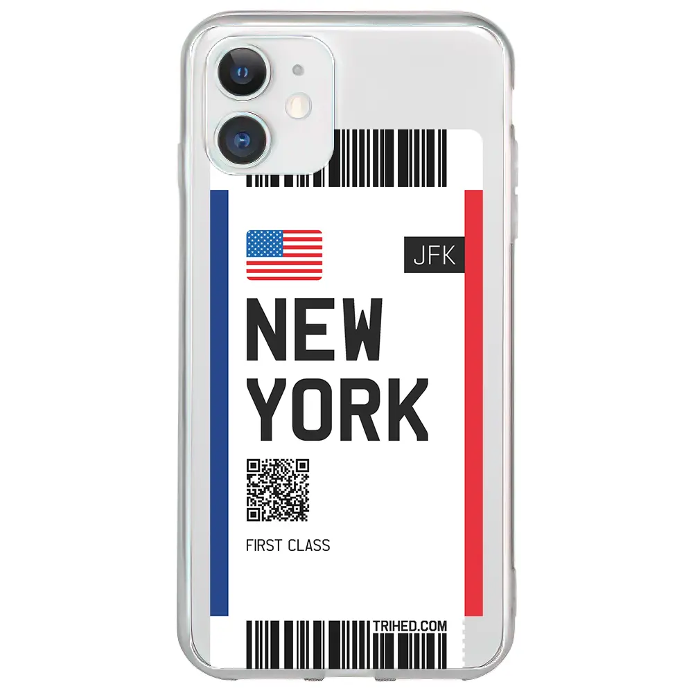 Apple iPhone 11 Şeffaf Telefon Kılıfı - New York Bileti