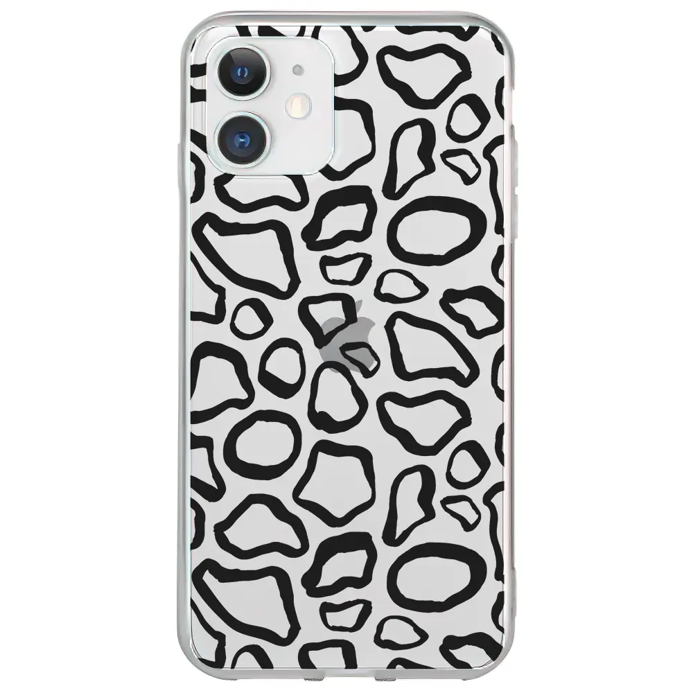 Apple iPhone 11 Şeffaf Telefon Kılıfı - Siyah Pattern