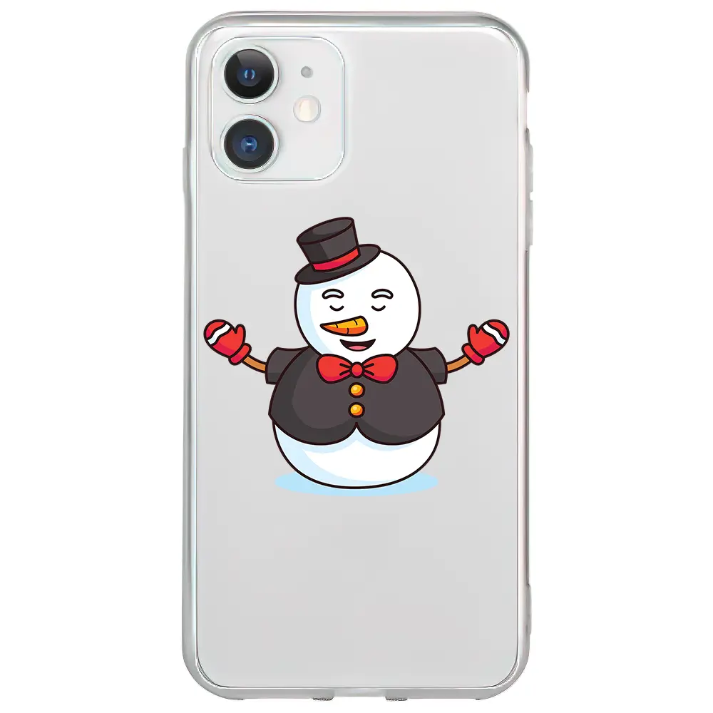 Apple iPhone 11 Şeffaf Telefon Kılıfı - Snowman in Suit
