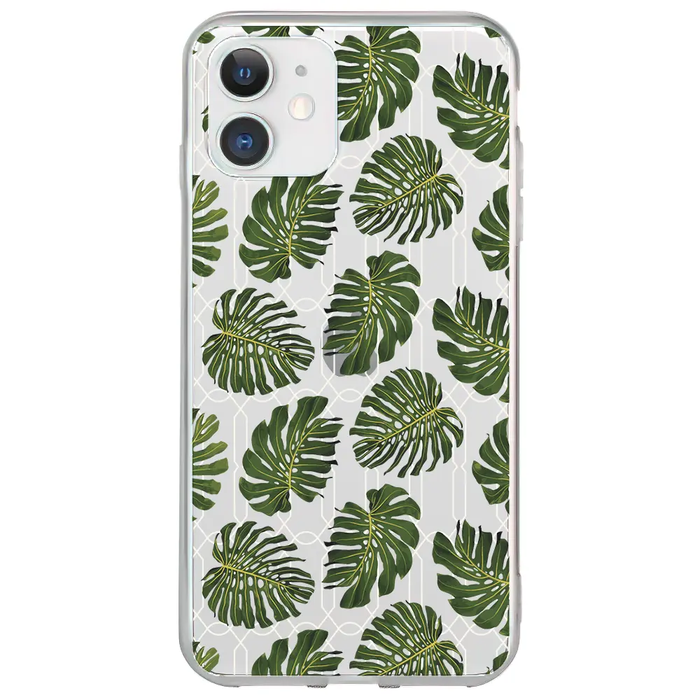 Apple iPhone 11 Şeffaf Telefon Kılıfı - Tropik Leaf