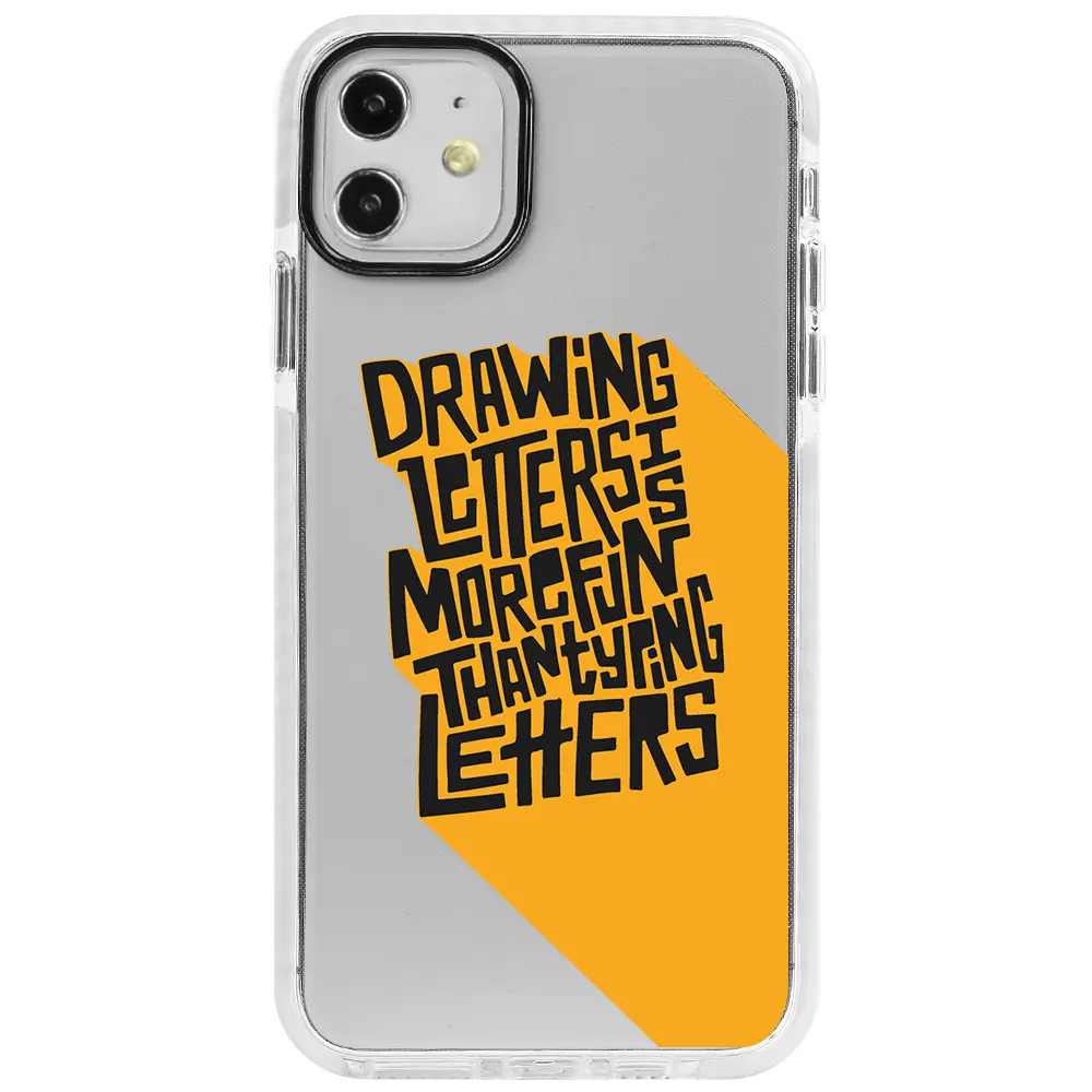 Apple iPhone 12 Beyaz Impact Premium Telefon Kılıfı - Drawing Letters