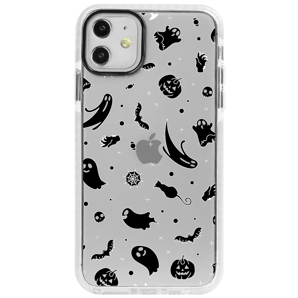 Apple iPhone 12 Beyaz Impact Premium Telefon Kılıfı - Halloween Black