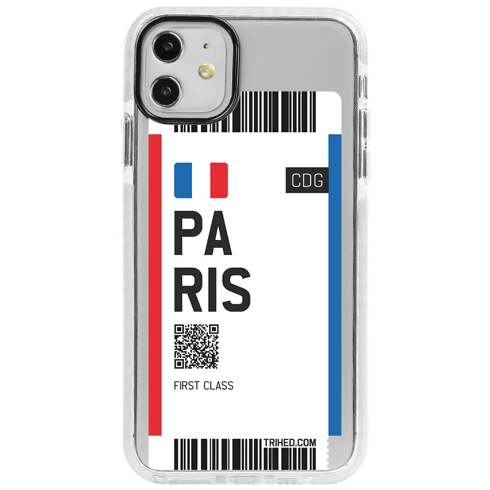 Apple iPhone 12 Beyaz Impact Premium Telefon Kılıfı - Paris Bileti