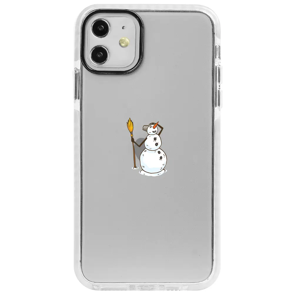 Apple iPhone 12 Beyaz Impact Premium Telefon Kılıfı - Snowman Looking Around