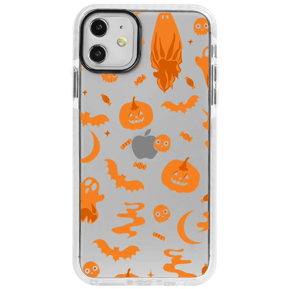Apple iPhone 12 Beyaz Impact Premium Telefon Kılıfı - Spooky Orange