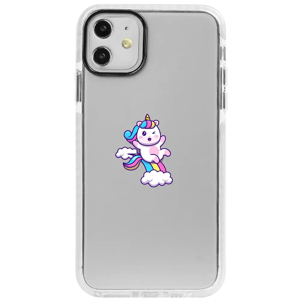 Apple iPhone 12 Mini Beyaz Impact Premium Telefon Kılıfı - Colorful Unicorn