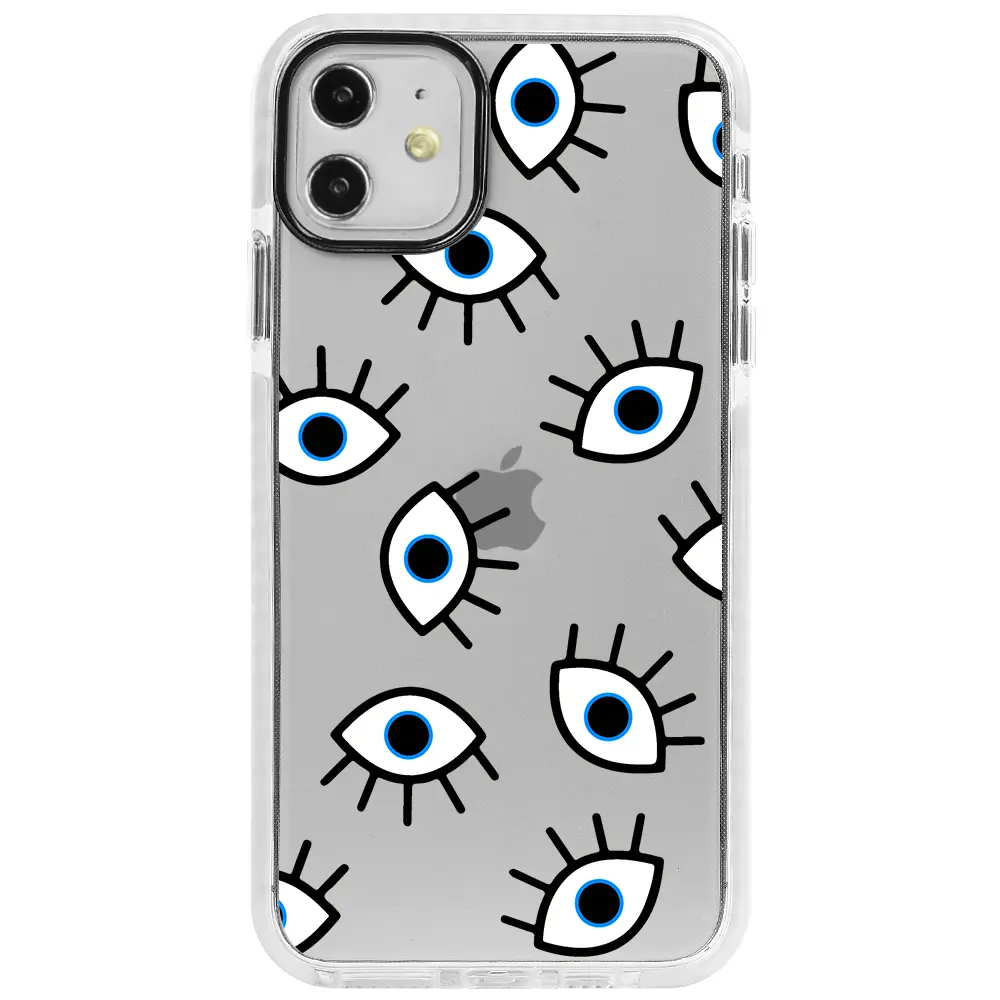Apple iPhone 12 Mini Beyaz Impact Premium Telefon Kılıfı - Random Eyes