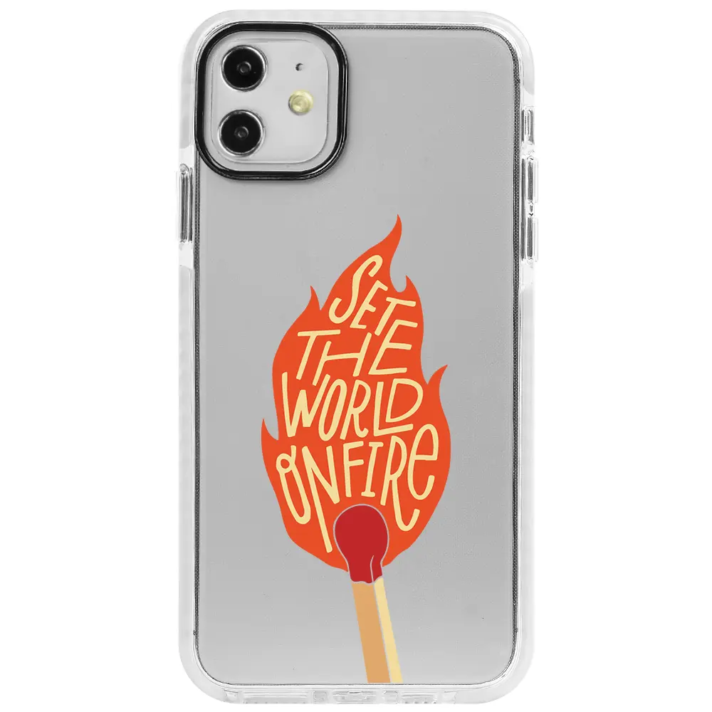 Apple iPhone 12 Mini Beyaz Impact Premium Telefon Kılıfı - World on Fire