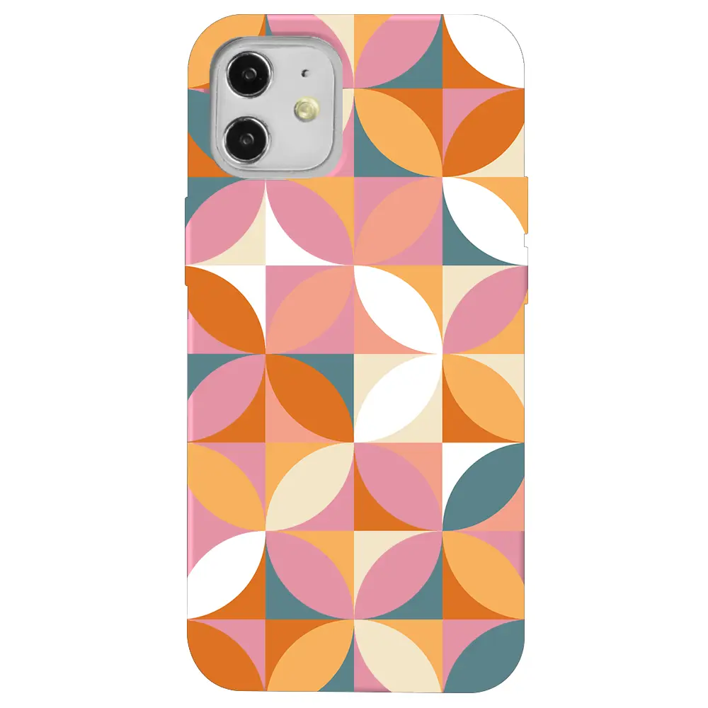 Apple iPhone 12 Mini Pembe Renkli Silikon Telefon Kılıfı - Abstract Desen 6