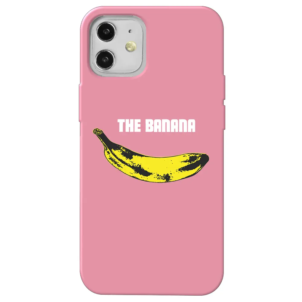 Apple iPhone 12 Mini Pembe Renkli Silikon Telefon Kılıfı - Andy Warhol Banana