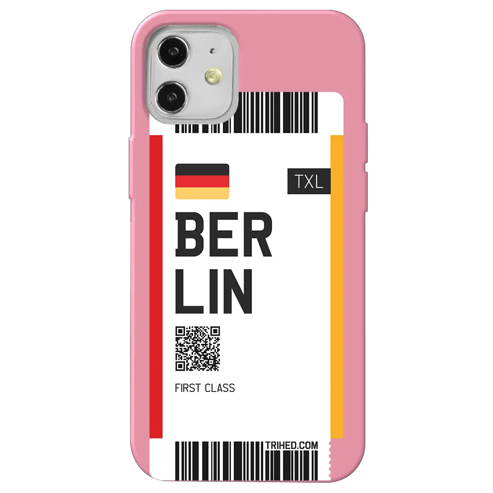 Apple iPhone 12 Mini Pembe Renkli Silikon Telefon Kılıfı - Berlin Bileti