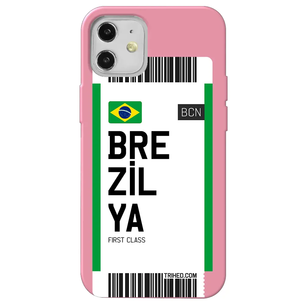 Apple iPhone 12 Mini Pembe Renkli Silikon Telefon Kılıfı - Brezilya Bileti