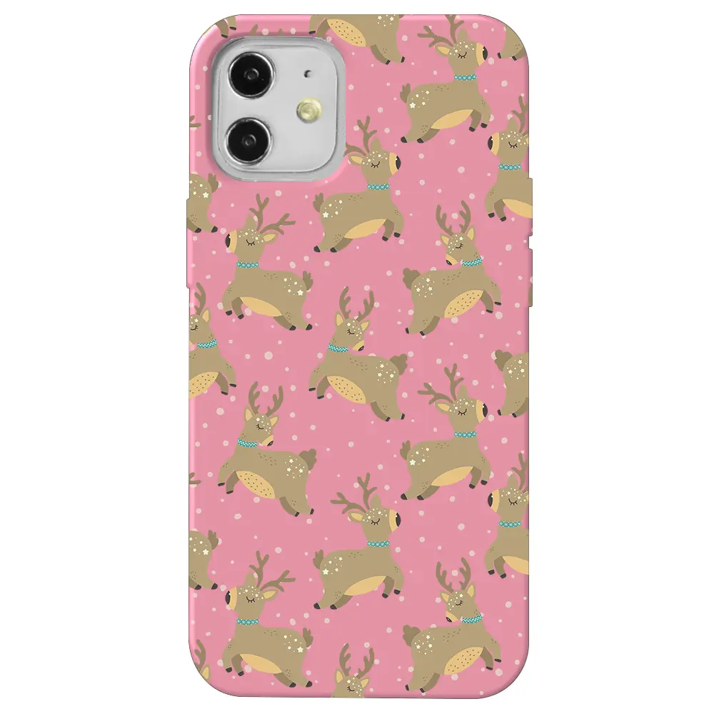 Apple iPhone 12 Mini Pembe Renkli Silikon Telefon Kılıfı - Dear Deer