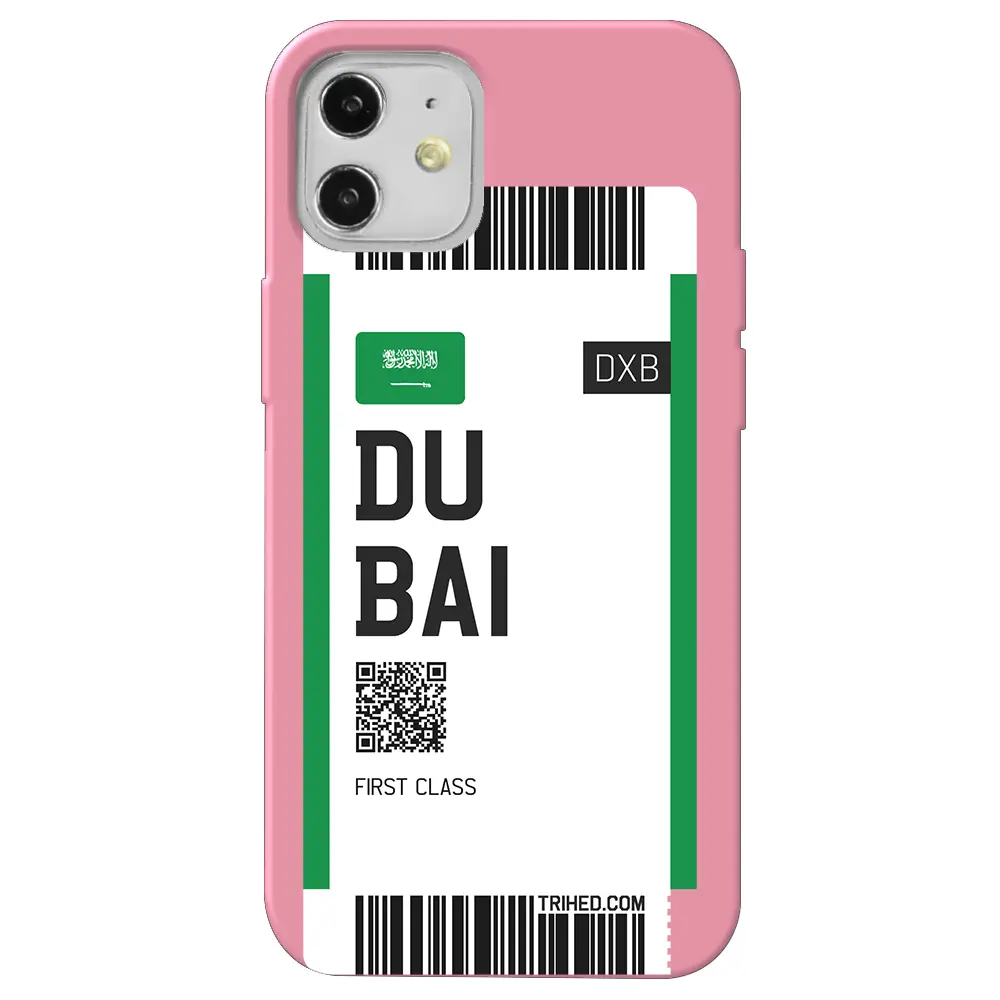 Apple iPhone 12 Mini Pembe Renkli Silikon Telefon Kılıfı - Dubai Bileti