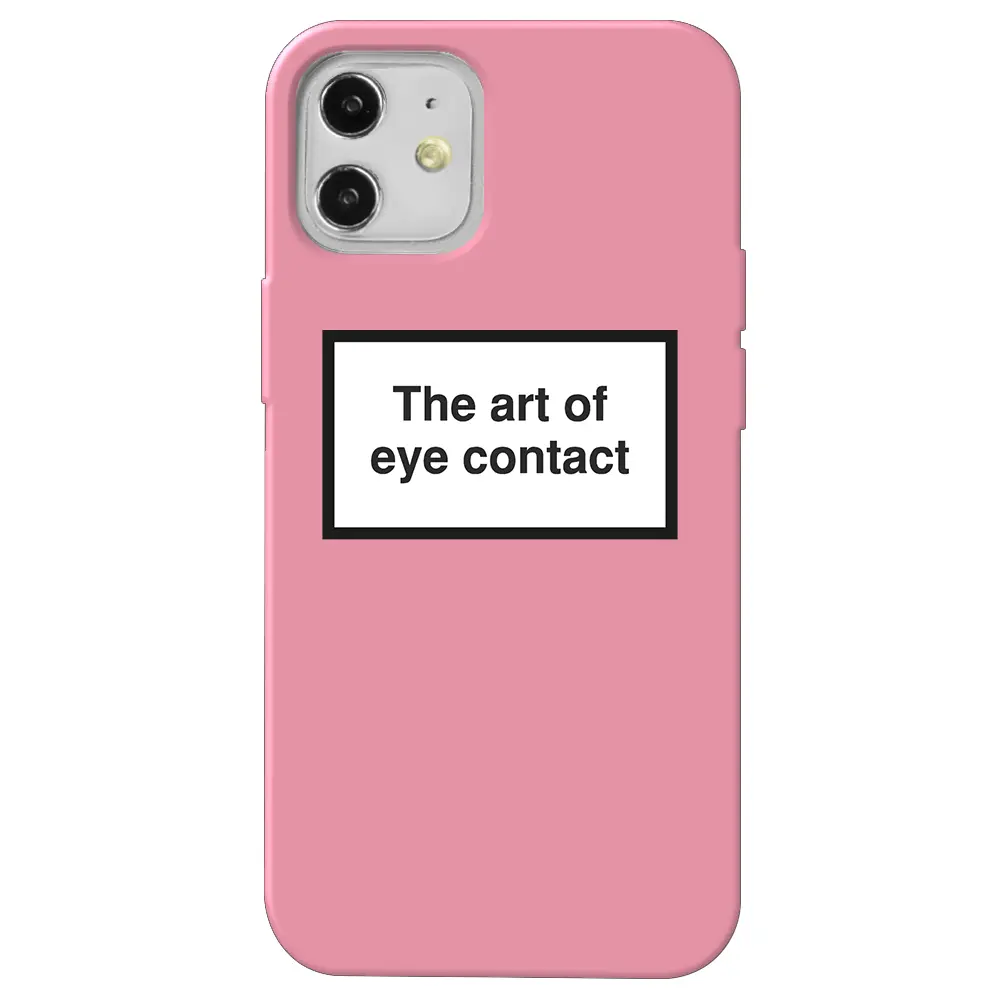 Apple iPhone 12 Mini Pembe Renkli Silikon Telefon Kılıfı - Eye Contact