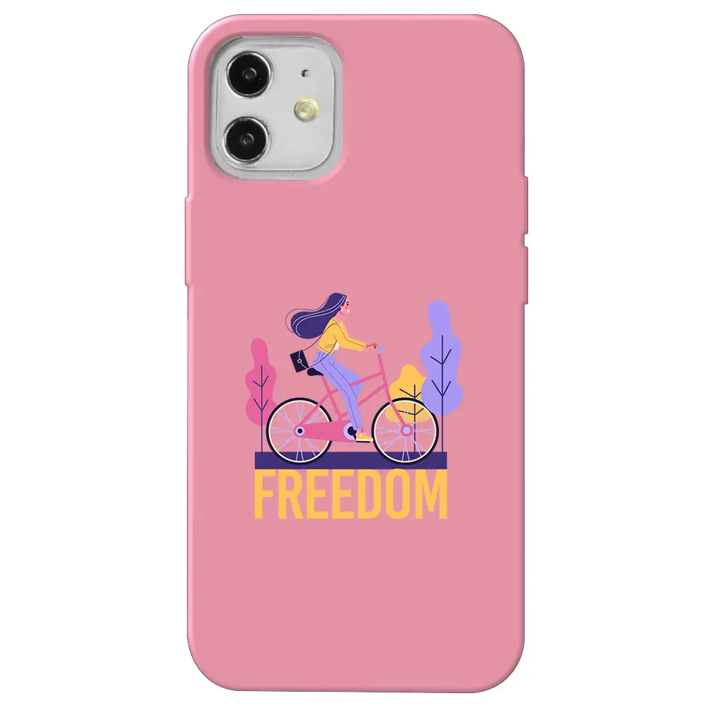 Apple iPhone 12 Mini Pembe Renkli Silikon Telefon Kılıfı - Freedom
