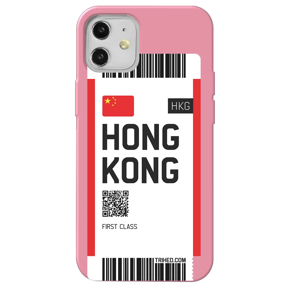 Apple iPhone 12 Mini Pembe Renkli Silikon Telefon Kılıfı - Hong Kong Bileti