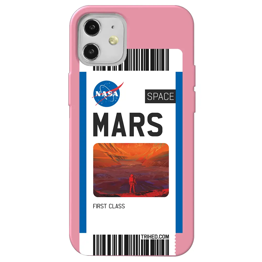 Apple iPhone 12 Mini Pembe Renkli Silikon Telefon Kılıfı - Mars Bileti