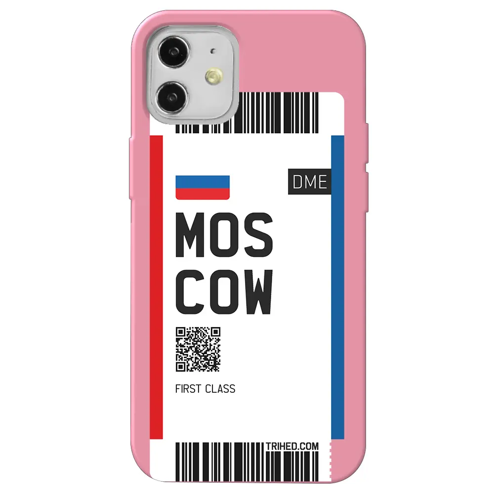 Apple iPhone 12 Mini Pembe Renkli Silikon Telefon Kılıfı - Moscow Bileti