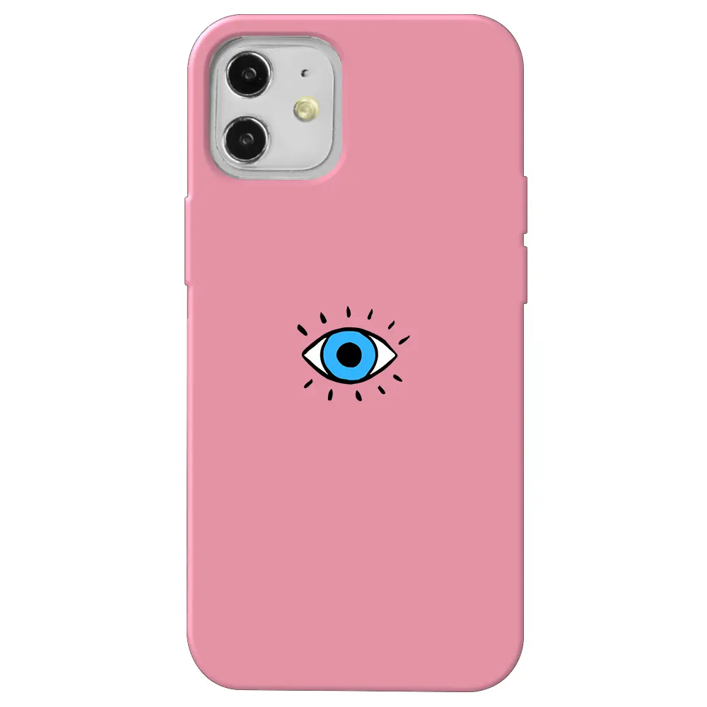 Apple iPhone 12 Mini Pembe Renkli Silikon Telefon Kılıfı - One Eye