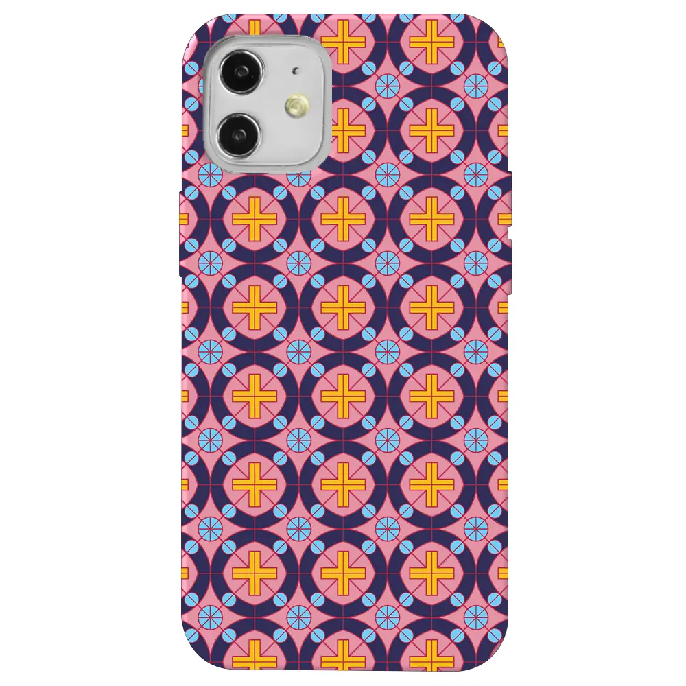 Apple iPhone 12 Mini Pembe Renkli Silikon Telefon Kılıfı - Ottomans Tiles