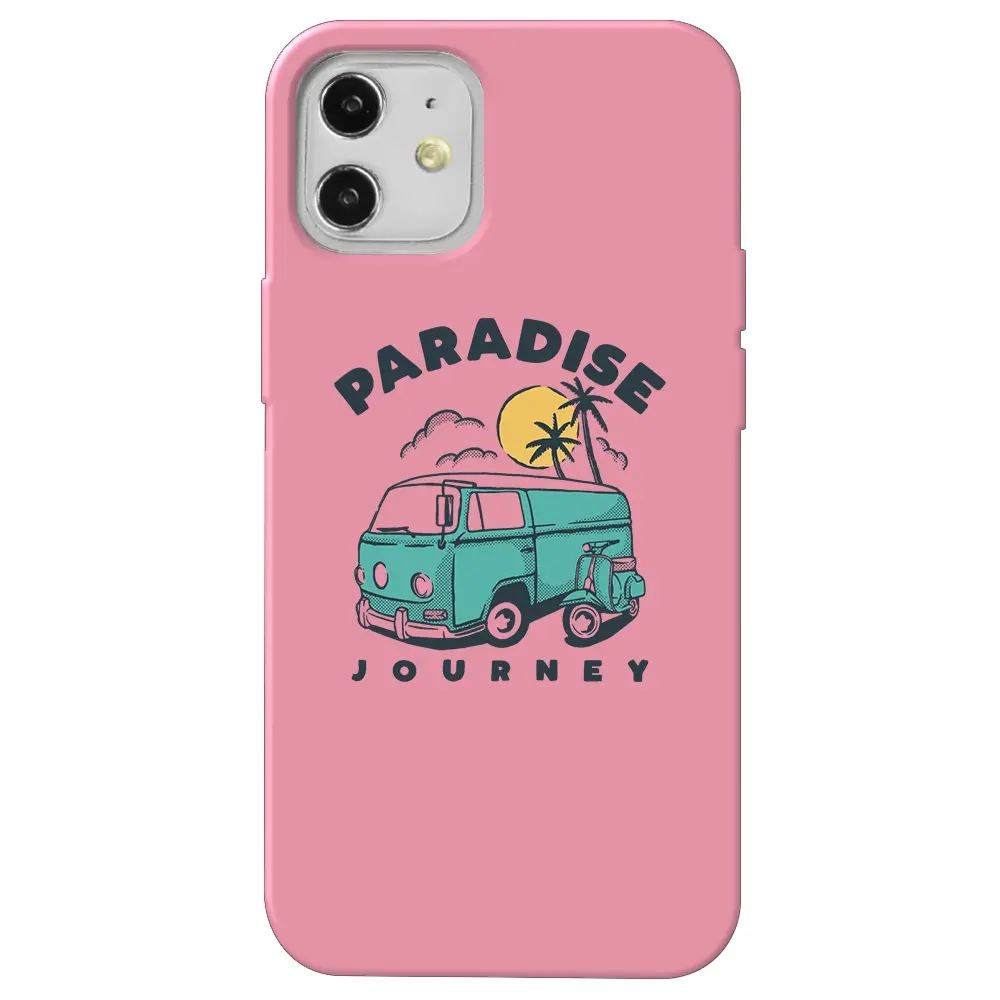 Apple iPhone 12 Mini Pembe Renkli Silikon Telefon Kılıfı - Paradise