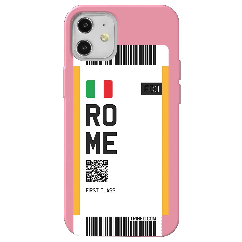 Apple iPhone 12 Mini Pembe Renkli Silikon Telefon Kılıfı - Rome Bileti