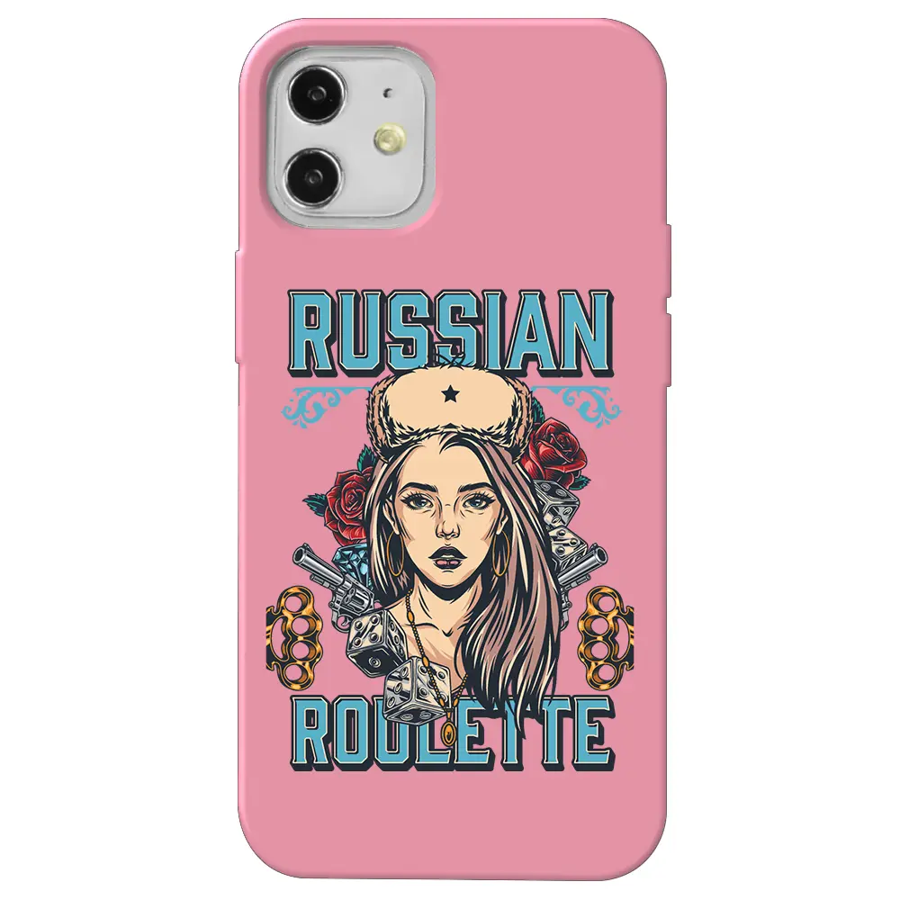 Apple iPhone 12 Mini Pembe Renkli Silikon Telefon Kılıfı - Russian Girl
