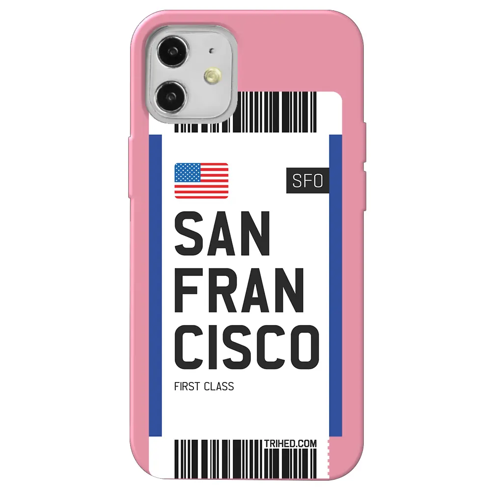Apple iPhone 12 Mini Pembe Renkli Silikon Telefon Kılıfı - San Francisco Bileti