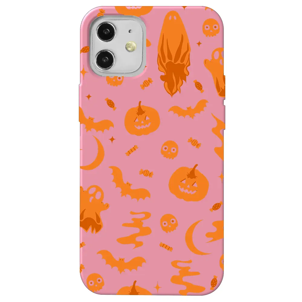 Apple iPhone 12 Mini Pembe Renkli Silikon Telefon Kılıfı - Spooky Orange