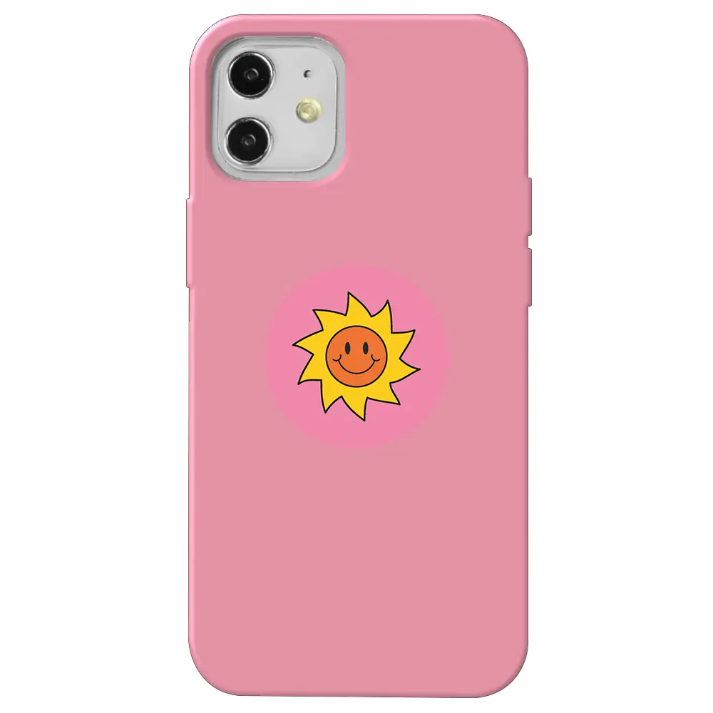 Apple iPhone 12 Mini Pembe Renkli Silikon Telefon Kılıfı - Sun
