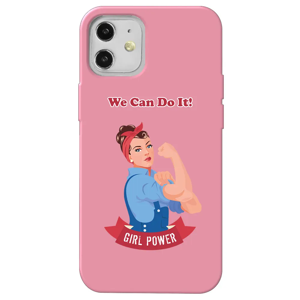 Apple iPhone 12 Mini Pembe Renkli Silikon Telefon Kılıfı - We Can Do It!