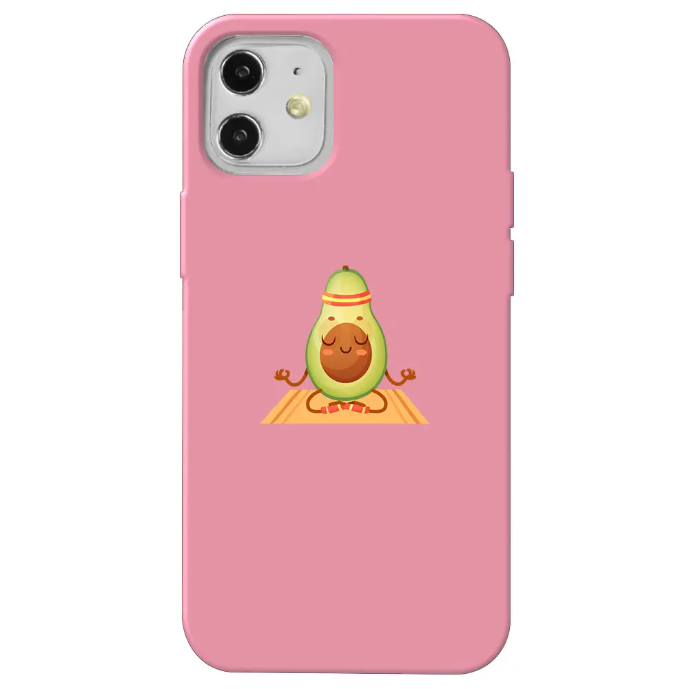 Apple iPhone 12 Mini Pembe Renkli Silikon Telefon Kılıfı - Yogacado Avokado